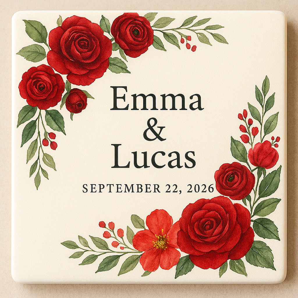 Wedding Ceramic Coasters – Personalized with Names & Dates