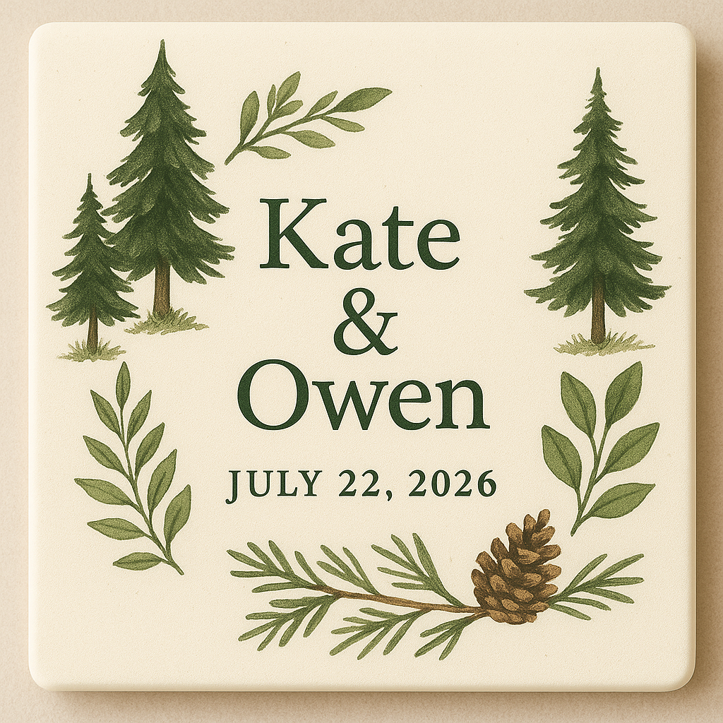 Wedding Ceramic Coasters – Personalized with Names & Dates